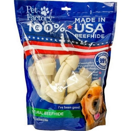 100% Made In Usa Beefhide Bones & Rolls 6 IN-10 Pack,Natural by Pet Factory For Discount