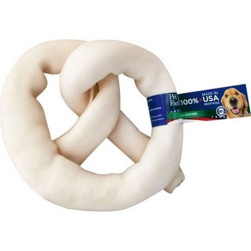 100% Made In Usa Beefhide Pretzel 6 Inches, Natural by Pet Factory Supply